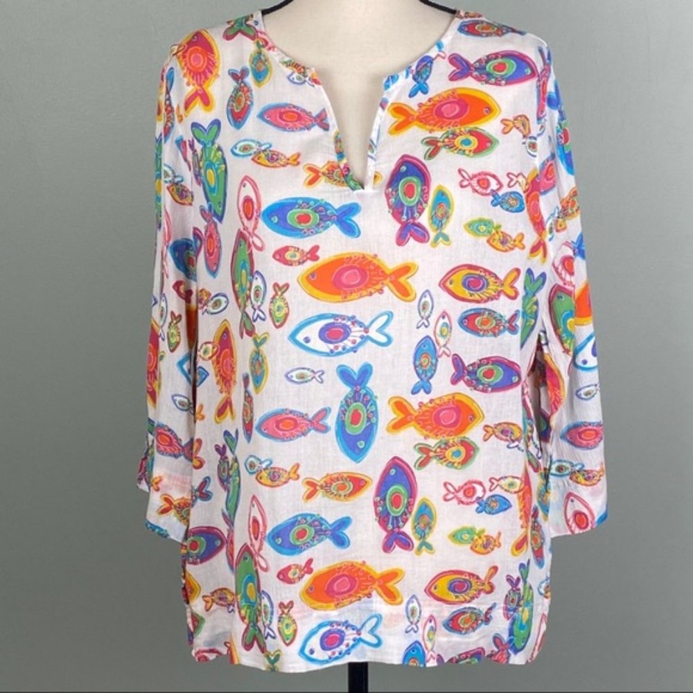 FRESH PRODUCE “Fish Creek” multi-color tunic.